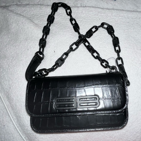 BALENCIAGA BLACK CALFSKIN LEATHER GOSSIP CROSSBODY BAG NWT SEE DESCRIPTION - Picture 3 of 11